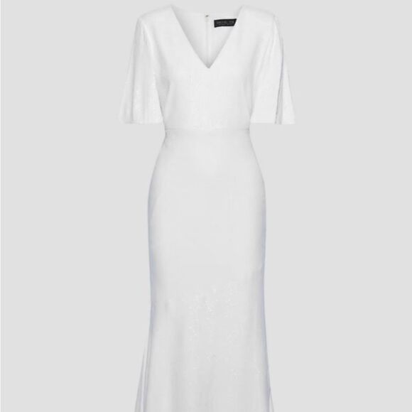 NWT Rachel Zoe Heather Fluid Maxi White Dress Sequin Size 4 - Picture 9 of 17